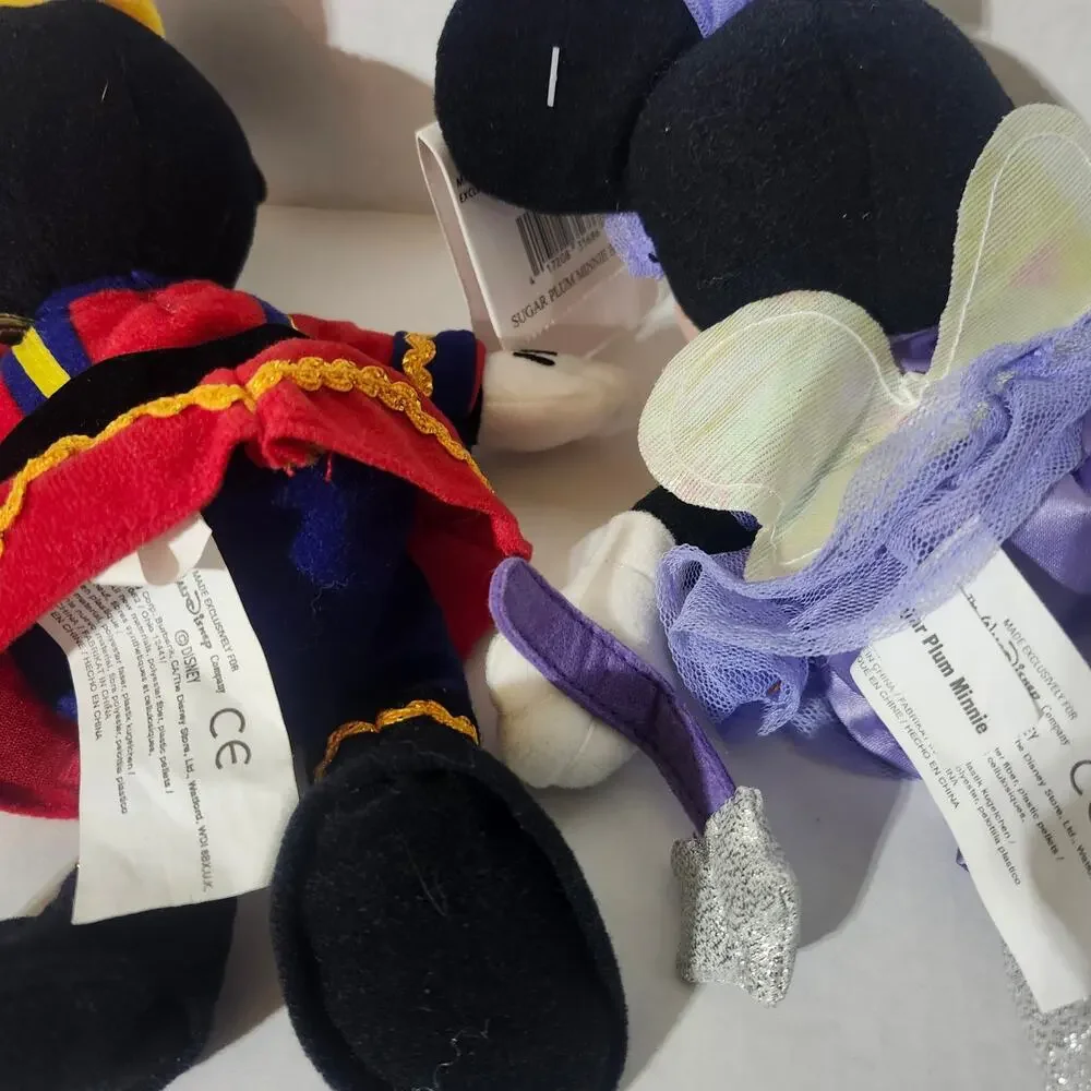 Disney Store Nutcracker Mickey Sugar Plum Minnie Bean Bag Plush Lot Tags
